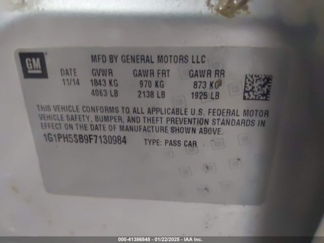 1G1PH5SB9F7130984 Chevrolet Cruze Eco Auto