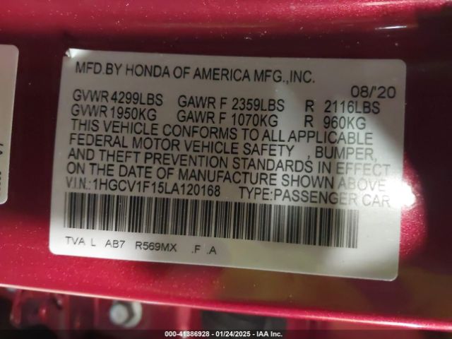 1HGCV1F15LA120168 Honda ACCORD LX