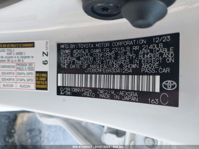 JTDBCMFE6R3041254 Toyota Corolla Hybrid Se