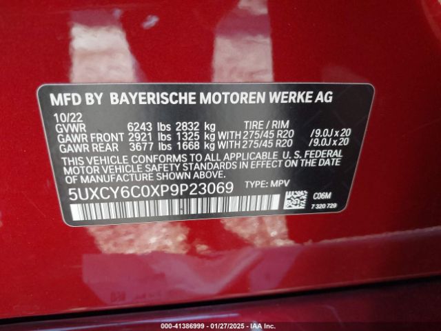 2023 BMW X6 5UXCY6C0XP9P23069 Photo 8
