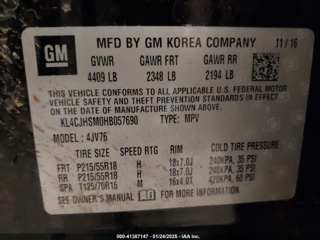 KL4CJHSM0HB057690 Buick le2 - di: direct injection, vvt: variable valve timing, alum, gen 1