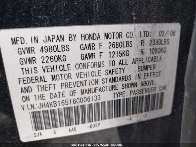 2006 ACURA RL JH4KB16516C006133 Photo 8