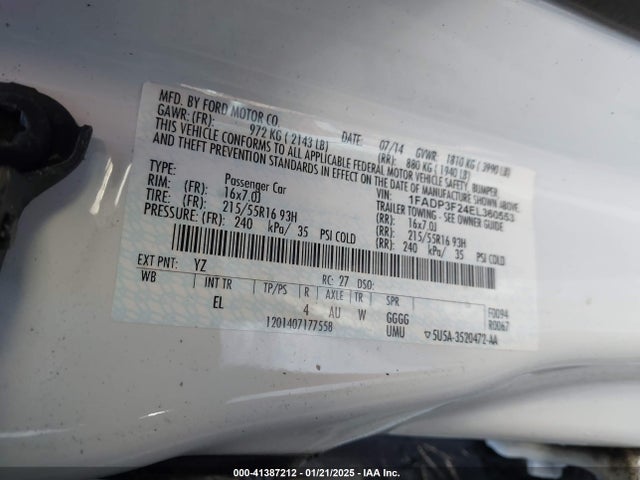 1FADP3F24EL360553 Ford FOCUS SE