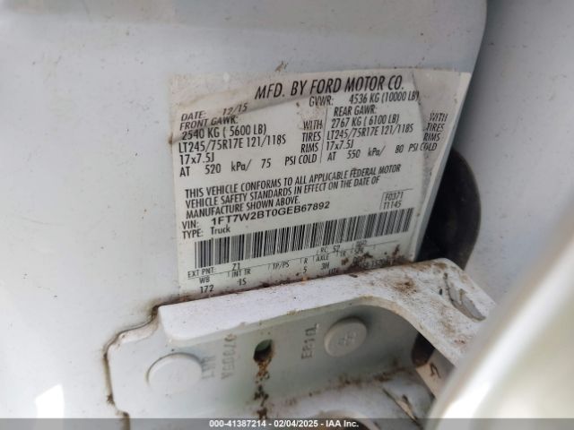 1FT7W2BT0GEB67892 Ford F-250 Xl