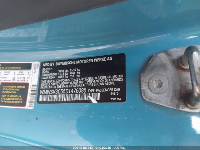 2013 MINI HARDTOP WMWSV3C55DT476085 Photo 8