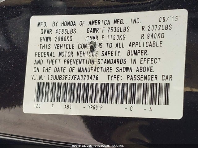 Acura Tlx V6 Tech 2015 19UUB2F5XFA023476 Image 9