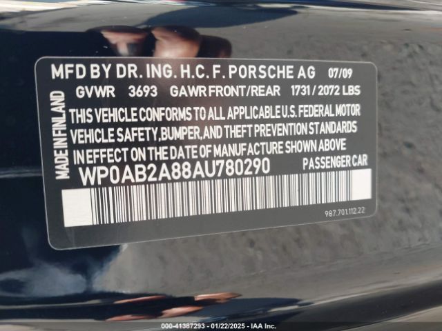 2010 PORSCHE CAYMAN WP0AB2A88AU780290 Photo 8