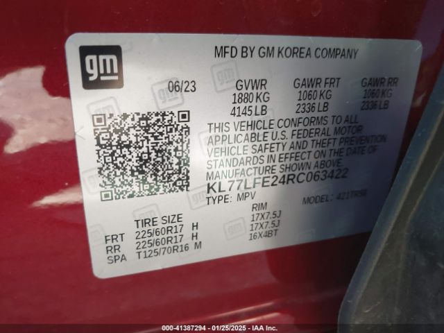 KL77LFE24RC063422 Chevrolet Trax Fwd Sp