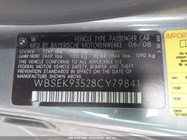 2008 BMW M6 WBSEK93528CY79841 Photo 8