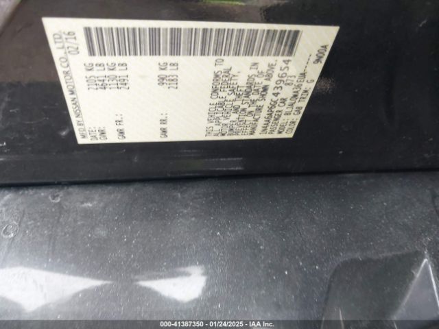 1N4AA6AP6GC439654 Nissan Maxima 3.5 Platinum/3.5 S/3.5 Sl/3.5 Sr/3.5 Sv