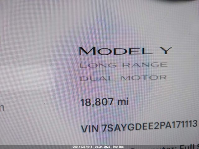 7SAYGDEE2PA171113 Tesla Model Y Awd/long Range Dual Motor All-wheel Drive