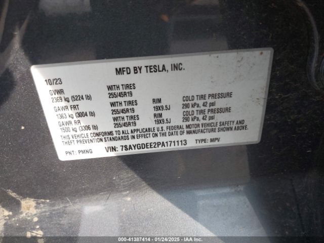 7SAYGDEE2PA171113 Tesla Model Y Awd/long Range Dual Motor All-wheel Drive