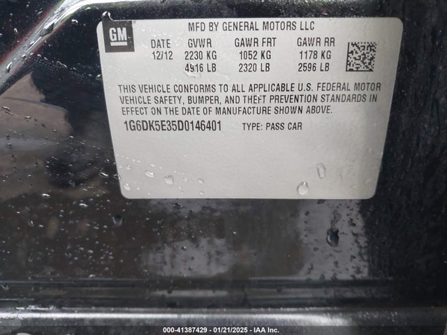 2013 CADILLAC CTS 1G6DK5E35D0146401 Photo 8