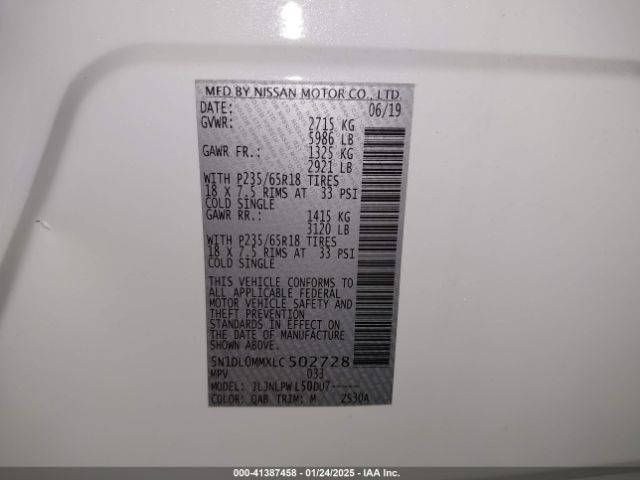5N1DL0MMXLC502728 Infiniti Qx60 Pure Awd