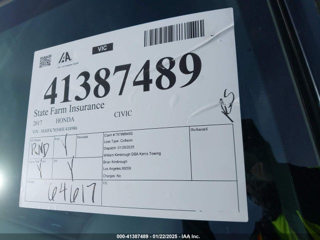 Honda CIVIC EX 2017 SHHFK7H50HU418986 Image 17