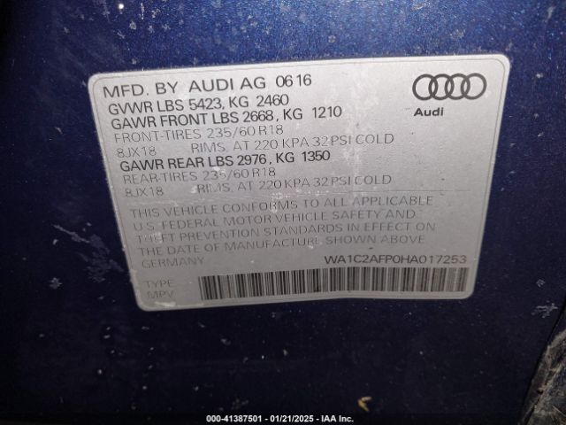 WA1C2AFP0HA017253 Audi Q5 2.0t Premium