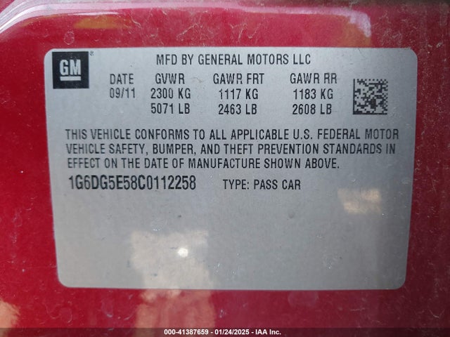 2012 CADILLAC CTS 1G6DG5E58C0112258 Photo 8