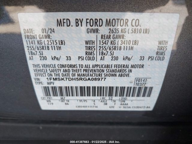2024 FORD EXPLORER 1FMSK7DH5RGA08977 Photo 8