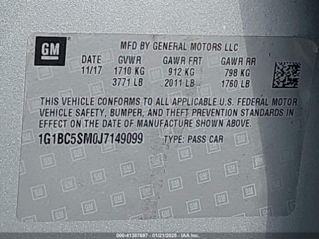 1G1BC5SM0J7149099 Chevrolet Cruze Ls Auto