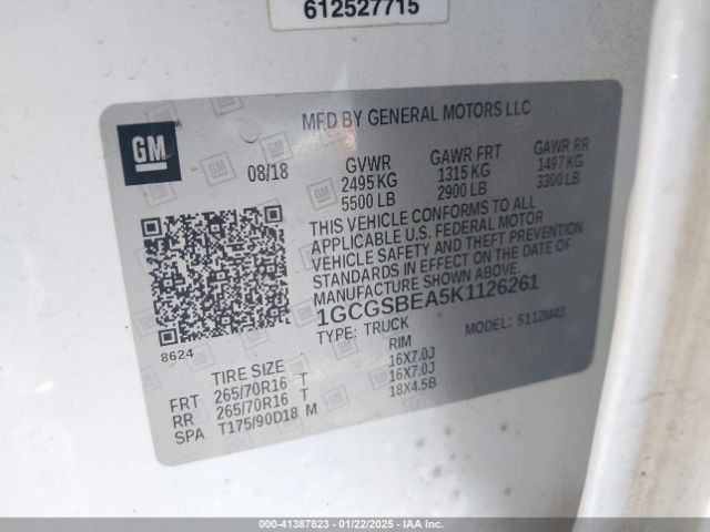1GCGSBEA5K1126261 Chevrolet Colorado Wt