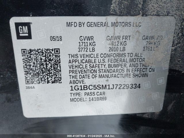 1G1BC5SM1J7229334 Chevrolet Cruze Ls Auto