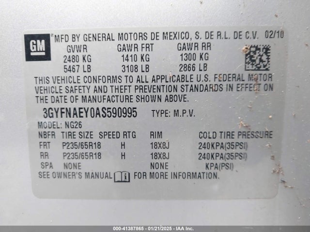 2010 CADILLAC SRX 3GYFNAEY0AS590995 Photo 8