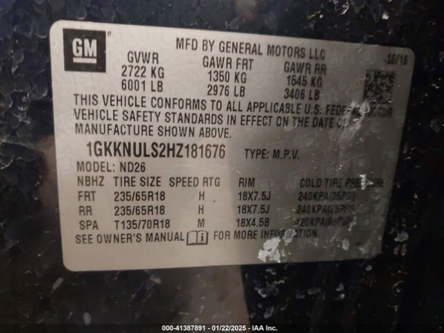 1GKKNULS2HZ181676 GMC Acadia Slt-1