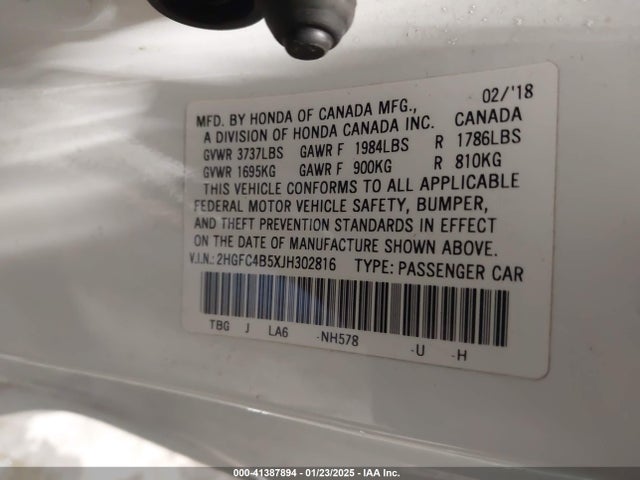 Honda Civic Lx 2018 2HGFC4B5XJH302816 Image 9