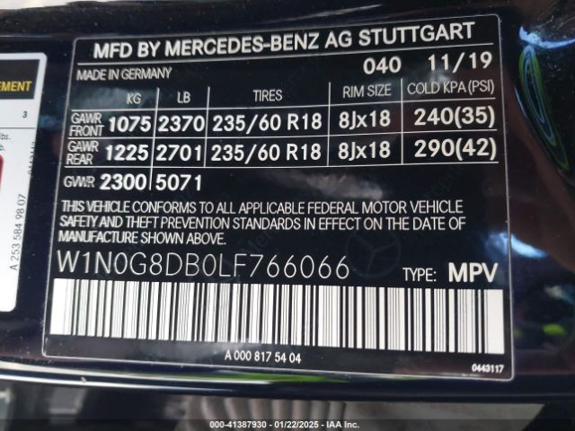 W1N0G8DB0LF766066 Mercedes-Benz GLC 300