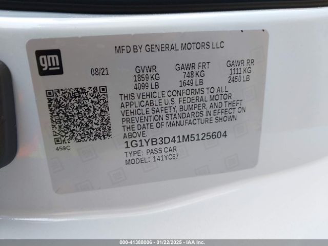 1G1YB3D41M5125604 Chevrolet Corvette Stingray Rwd  2lt