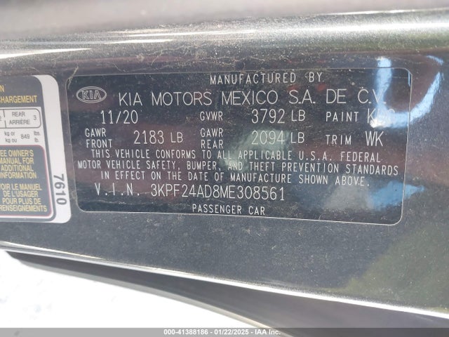 KIA Forte Lxs 2021 3KPF24AD8ME308561 Image 9