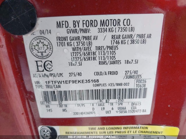 1FTFW1EF9EKE35168 Ford F-150 Xlt