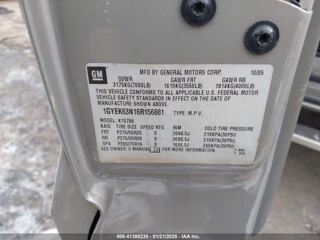 2006 CADILLAC ESCALADE 1GYEK63N16R156881 Photo 8