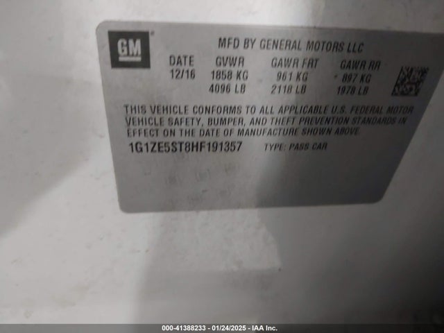 1G1ZE5ST8HF191357 Chevrolet MALIBU 1LT
