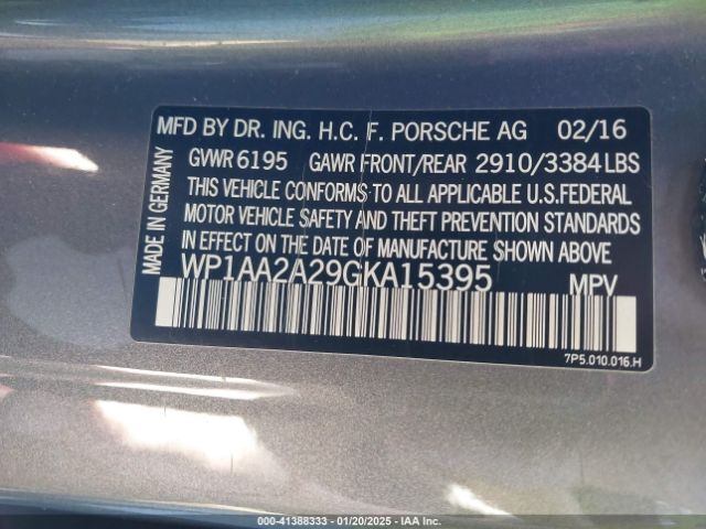 WP1AA2A29GKA15395 Porsche Cayenne