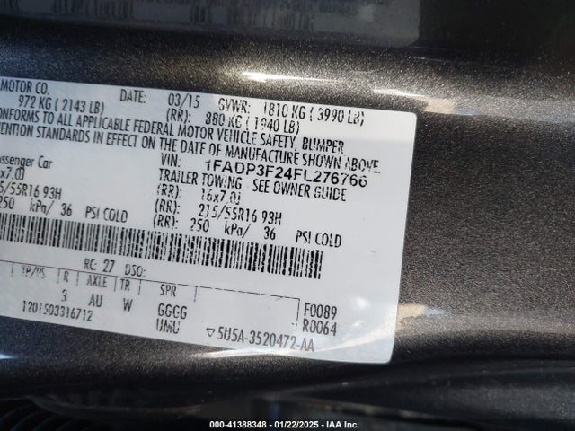1FADP3F24FL276766 Ford FOCUS SE