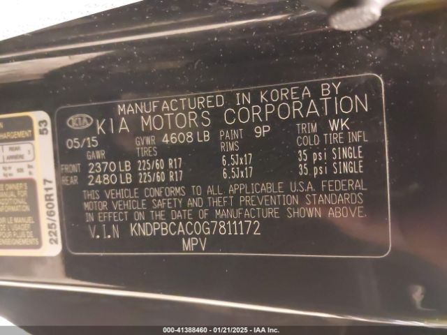 KNDPBCAC0G7811172 KIA Sportage Lx