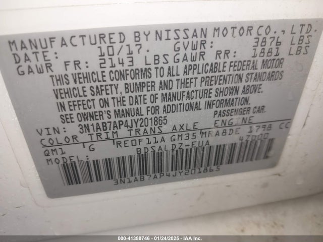 Nissan SENTRA SV 2018 3N1AB7AP4JY201865 Image 9