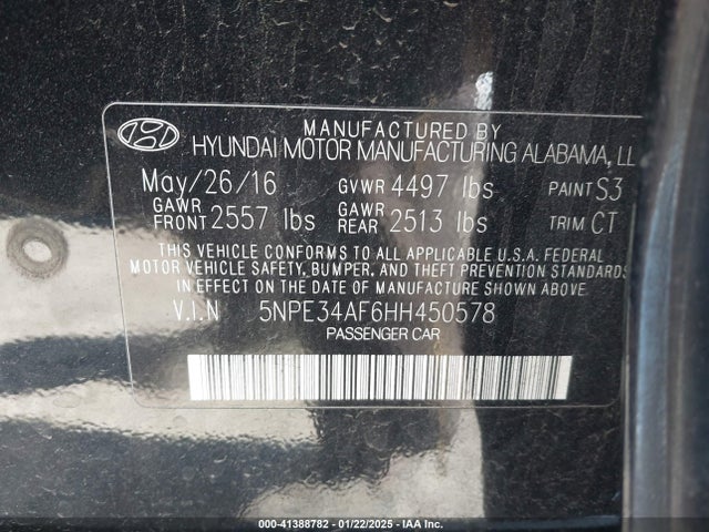5NPE34AF6HH450578 Hyundai Sonata Sport