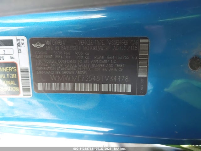 2008 MINI COOPER S WMWMF73548TV34478 Photo 8