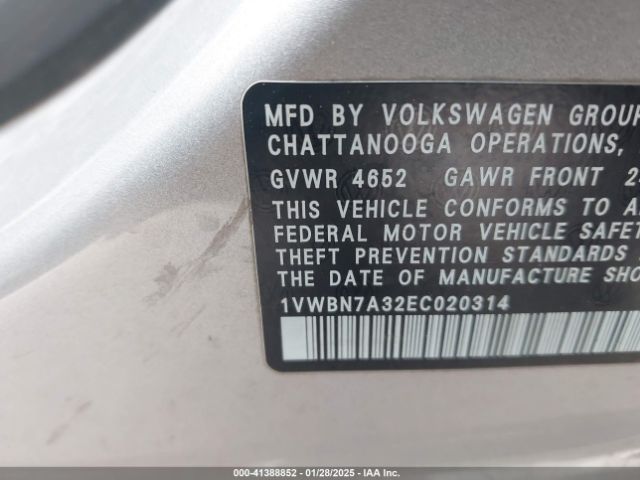 1VWBN7A32EC020314 Volkswagen Passat 2.0l Tdi Se