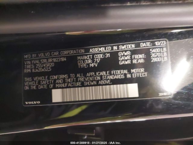 YV4L12RL8R1823184 Volvo Xc60 Plus Dark Theme