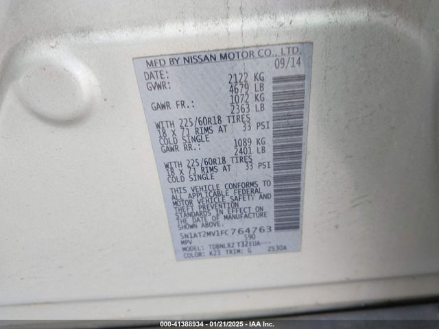 Nissan Rogue Sl 2015 5N1AT2MV1FC764763 Image 9