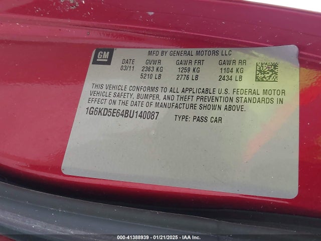 2011 CADILLAC DTS 1G6KD5E64BU140087 Photo 8
