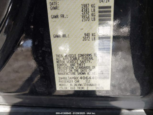 1N4BL3AP6EC406440 Nissan Altima 3.5 Sl