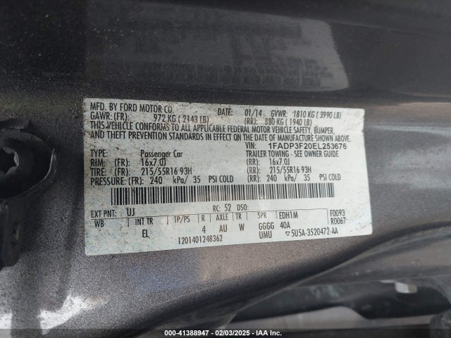 Ford FOCUS SE 2014 1FADP3F20EL253676 Image 9
