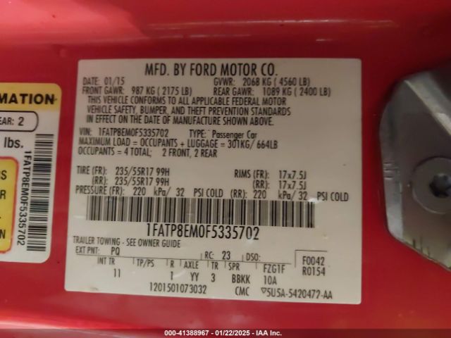 1FATP8EM0F5335702 Ford Mustang V6