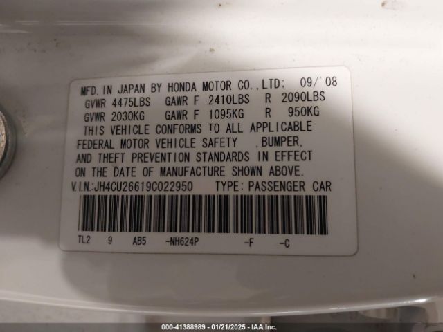 2009 ACURA TSX JH4CU26619C022950 Photo 8