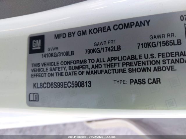 KL8CD6S99EC590813 Chevrolet Spark 1lt Auto