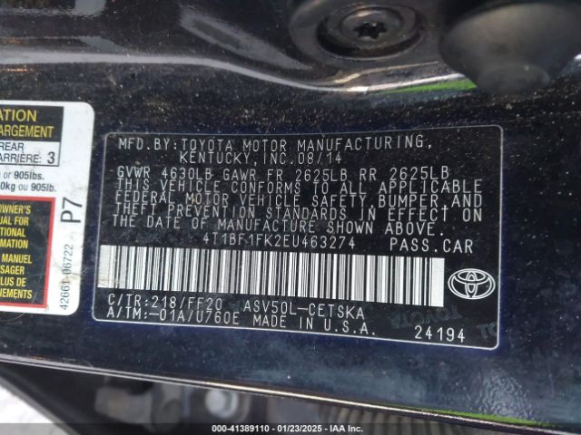 4T1BF1FK2EU463274 Toyota CAMRY SE